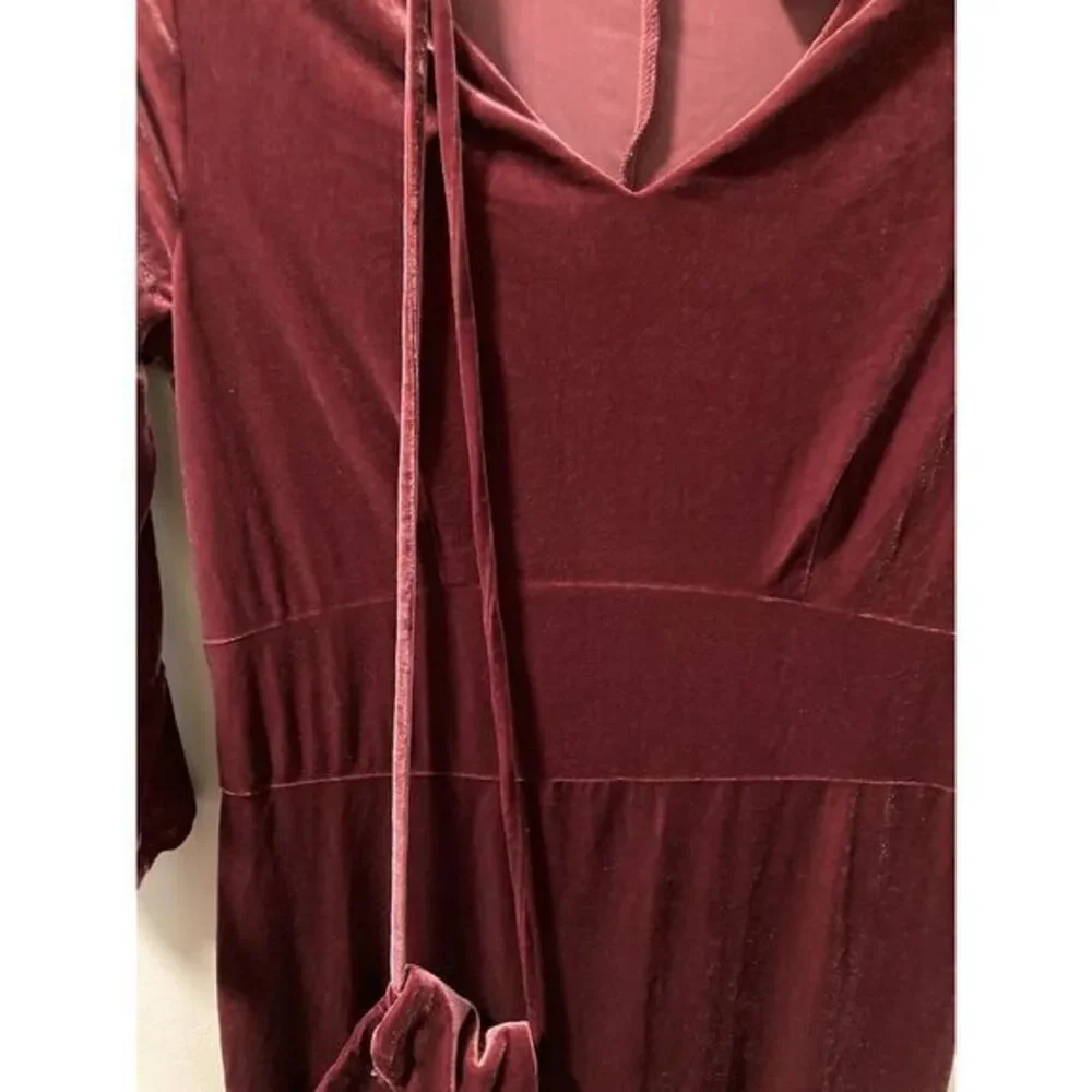 Vintage Velvet Midi Dress Raspberry With Purse Sz‎ M Y2K Fairy Goth Whimsygoth - Picture 6 of 8